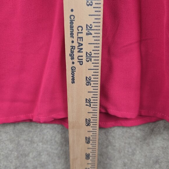 Womens Loose Fit Pink Blouse Keyhole Back Lightweight 3/4 Sleeve Flowy Style - Picture 7 of 8